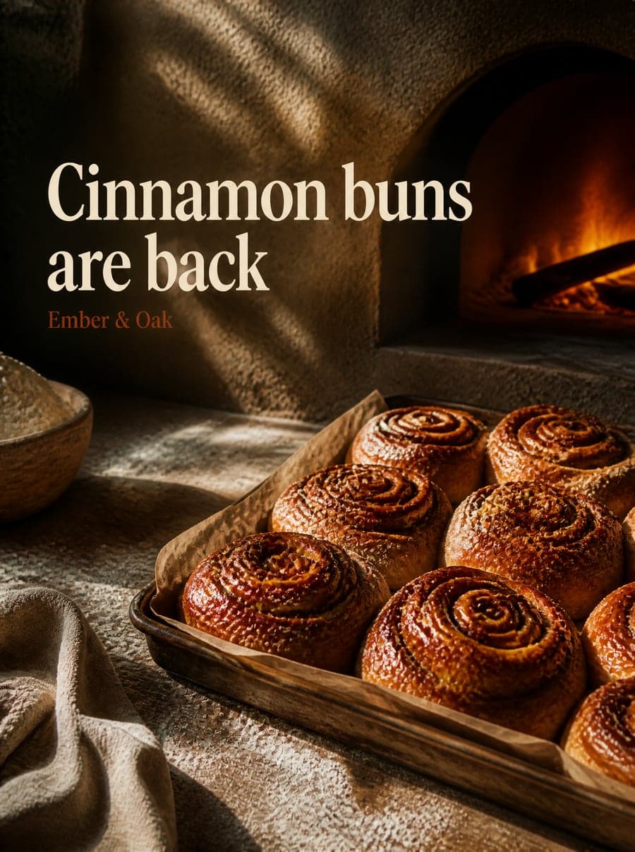 Social media post Hulby made for a bakery: cinnamon