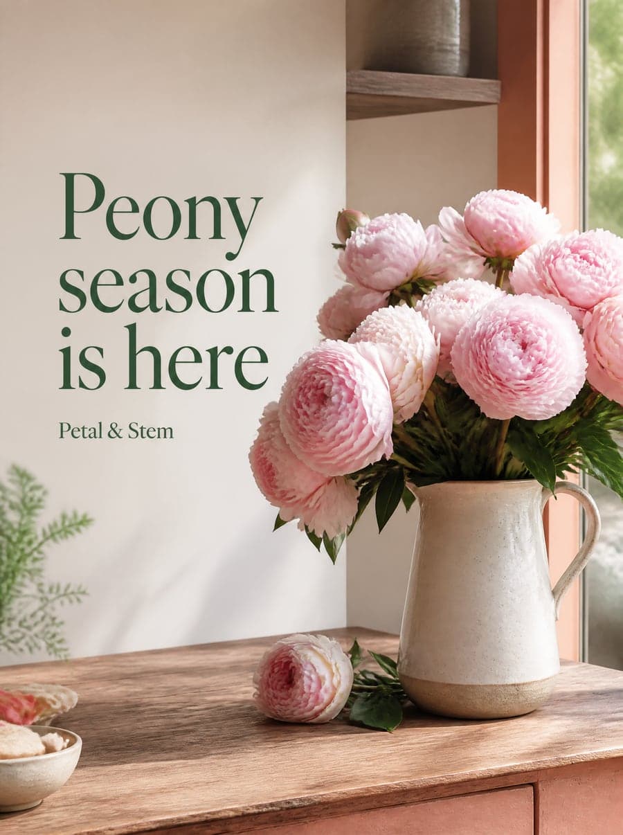 Social media post Hulby made for a florist: peonies