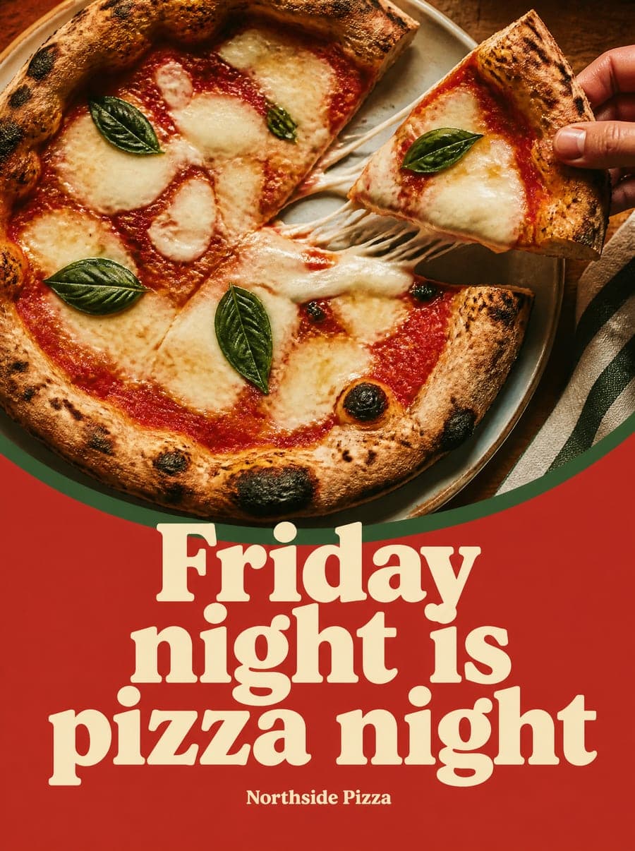 Social media post Hulby made for a pizzeria: friday